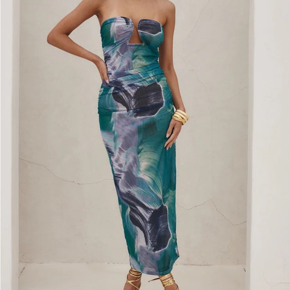 12th Tribe Tropical Mesh Maxi Dress